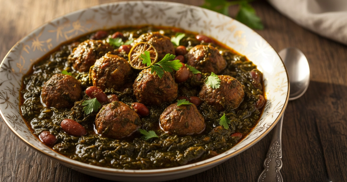 قورمه سبزی با گوشت قلقلی