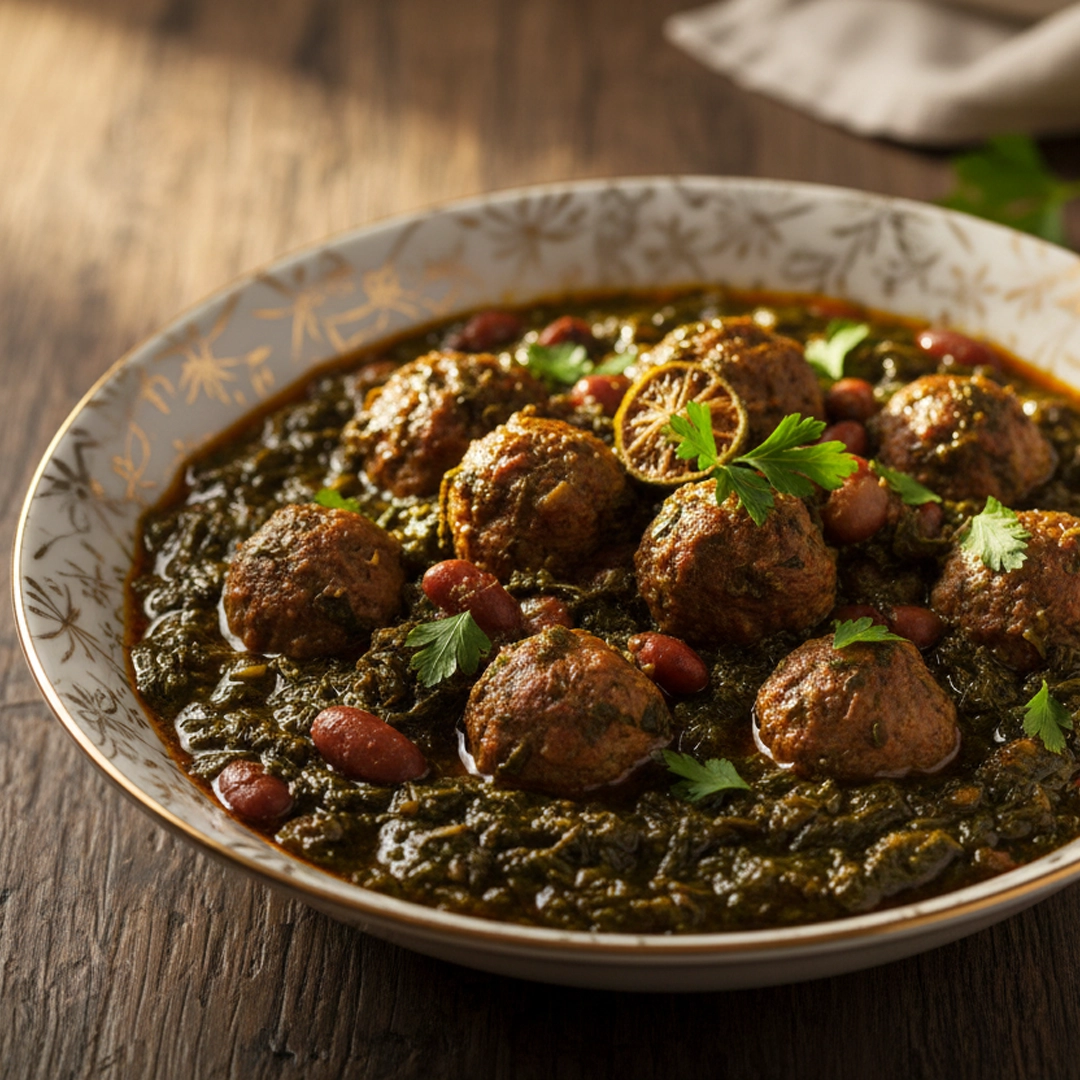 قورمه سبزی با گوشت قلقلی